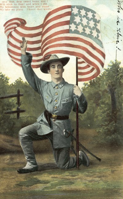 Soldat américain tenant les étoiles et les rayures - American School