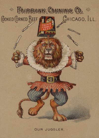 Carte publicitaire américaine pour le corned-beef cuit de la Fairbank Canning Company, Chicago, Illinois - American School
