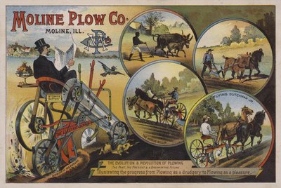 Carte commerciale américaine faisant la publicité de la Moline Plow Company, Illinois, c1880s - American School