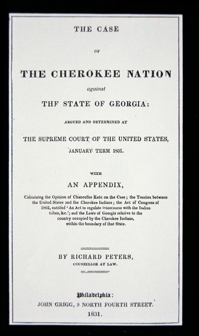 Tract anti-déplacement, par la nation Cherokee, en réponse au déplacement forcé des Indiens de leur terre natale - American School
