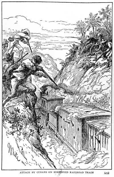 Attaque des Cubains sur un train blindé, illustration de L