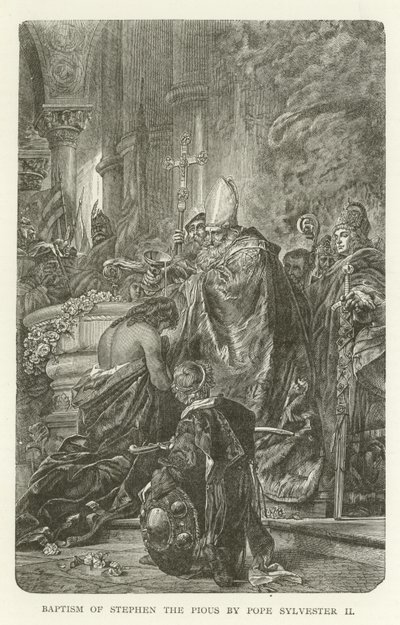 Baptême de Étienne le Pieux par le pape Sylvestre II - American School