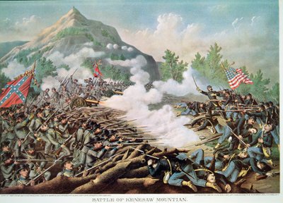 Bataille de Kenesaw Mountain, Géorgie, 27 juin 1864, gravé par Kurz & Allison - American School