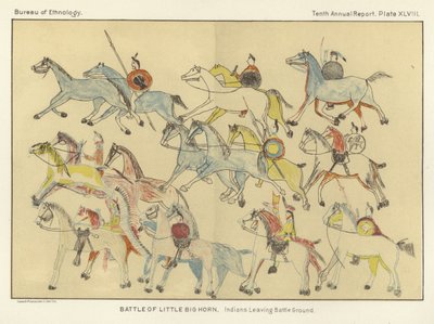 Bataille de Little Big Horn - Indiens quittant le champ de bataille - American School