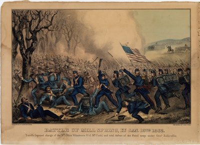 Bataille de Mill Spring, Ky. 19 janvier 1862, pub. par Currier & Ives, vers 1862 - American School