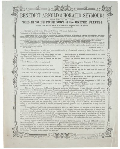 Benedict Arnold et Horatio Seymour ! Qui sera président ?, vers le 19 septembre 1864 - American School