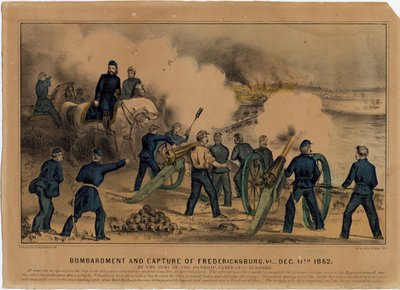 Bombardement et capture de Fredericksburg, Va. 11 décembre 1862, pub. par Currier & Ives, vers 1862 - American School