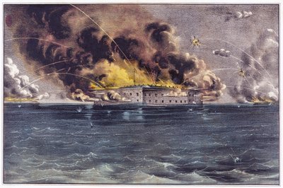 Bombardement de Fort Sumter, port de Charleston, 12 et 13 avril 1861, pub. 1861 - American School