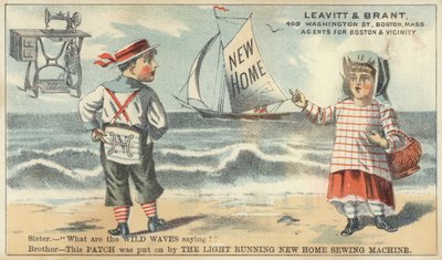 Frère et sœur sur la plage - American School