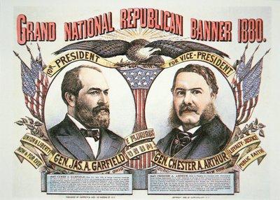 Affiche de campagne pour le candidat présidentiel James A. Garfield (1831-81) et son colistier, Chester A. Arthur (1829-86) 1880 - American School