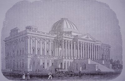 Bâtiment du Capitole, Washington DC, USA, vers 1848 (gravure) - American School