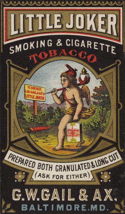 Chérubin portant du tabac et un briquet - American School