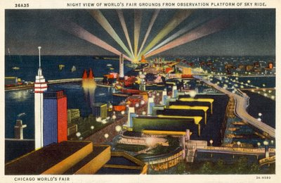 Exposition universelle de Chicago, vue nocturne depuis la plate-forme d