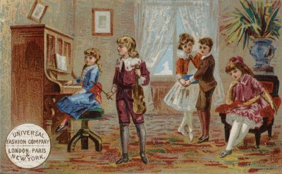 Enfants jouant des instruments de musique et dansant - American School