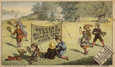 Enfants jouant au raquetball, faisant la publicité de la farine - American School
