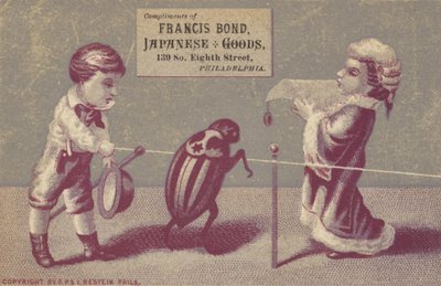 Enfants jouant avec un scarabée géant - American School