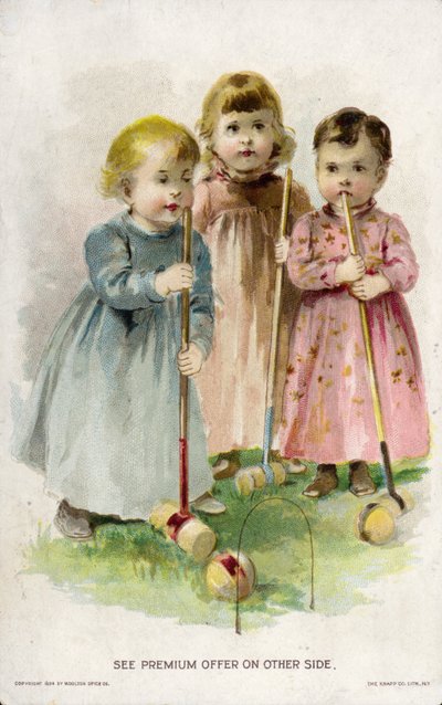 Enfants jouant au croquet - American School