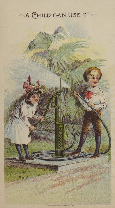 Enfants jouant avec une pompe à eau - American School