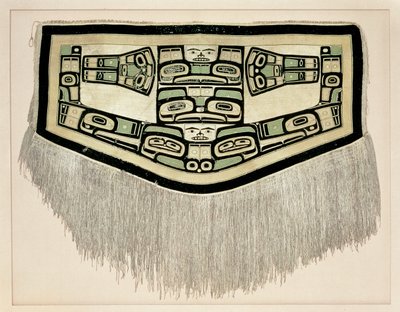 Couverture Chilkat, avant 1832 (laine de chèvre de montagne et écorce de cèdre jaune) - American School