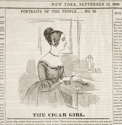 Cigar Girl, première page du "New York Sunday Atlas", 13 septembre 1840 - American School