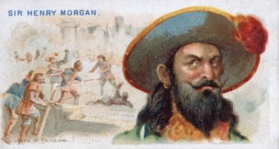 Carte de cigarette Sir Henry Morgan, Capture de Panama, de la série Pirates des Caraïbes (N19), pub. 1888 - American School