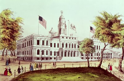 Hôtel de ville, New York, gravé par Nathaniel Currier - American School