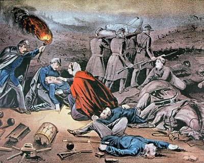 Clara Barton soignant les blessés pendant la guerre civile américaine - American School