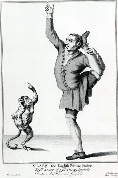 Clark le Posture Maker anglais, tiré de la série The Cryes of the City of London Drawne after the Life, gravure d