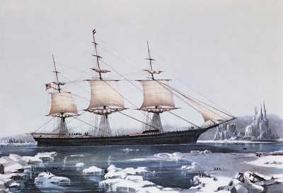 Clipper Ship Red Jacket dans la glace au large du Cap Horn lors de son passage de l