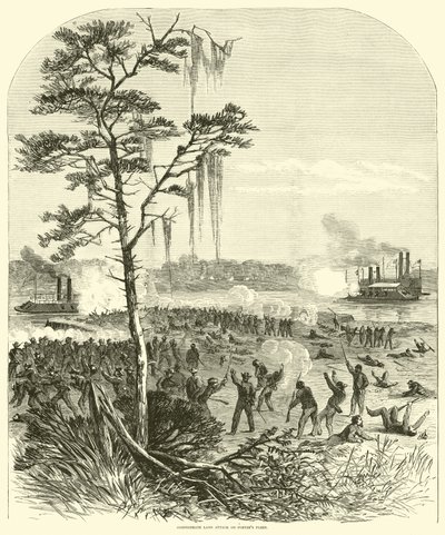 Attaque terrestre confédérée sur la flotte de Porter, avril 1864 - American School