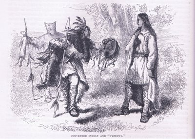 Indiens convertis "Powows" 1695, illustration de l