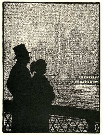 Couple regardant la skyline de Manhattan - American School