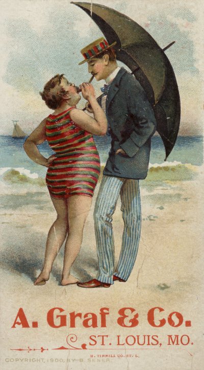 Couple fumant sur la plage - American School