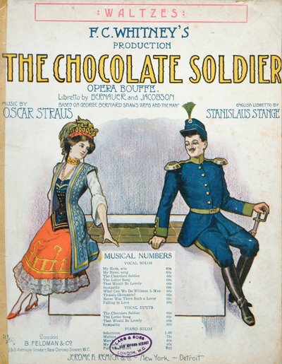 Couverture de la partition de The Chocolate Soldier, opérette d