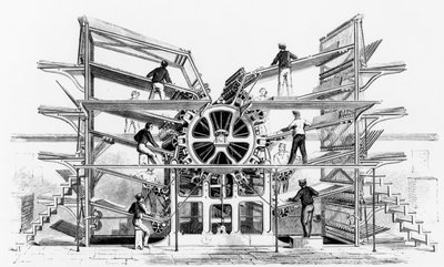 Presse à imprimer cylindrique inventée par Richard March Hoe (1812-86) New York, 1846 - American School