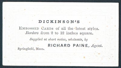 Dickinsons, fournisseur de cartes embossées de tous les derniers styles, carte de visite - American School