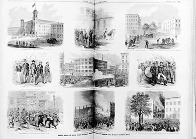 Émeutes de la conscription à New York, scènes excitantes pendant le règne de la terreur, 1863 - American School
