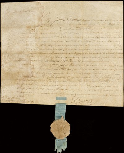 Proclamation engrossée accordant la liberté de la ville à John Jay - American School
