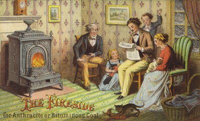 Famille réunie autour du foyer - American School