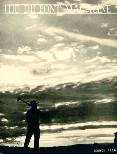 Agriculteur dans le champ, couverture du DuPont Magazine, mars 1936 - American School