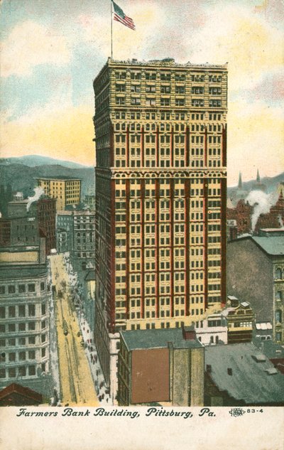 Bâtiment de la Farmers Bank, Pittsburgh, Pennsylvanie, USA (lithographie en couleur) - American School