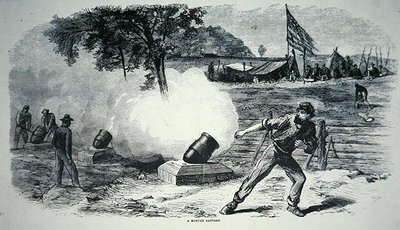 Batterie de mortiers fédérale pendant la guerre civile américaine (1861-65) - American School
