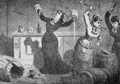 Les membres féminins de la Ligue Anti-Saloon détruisent un saloon, Fredericktown, Ohio, de la 