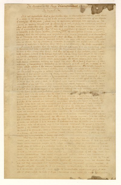 Première page des Meurtres de la rue Morgue par Edgar Allan Poe, 1841 - American School