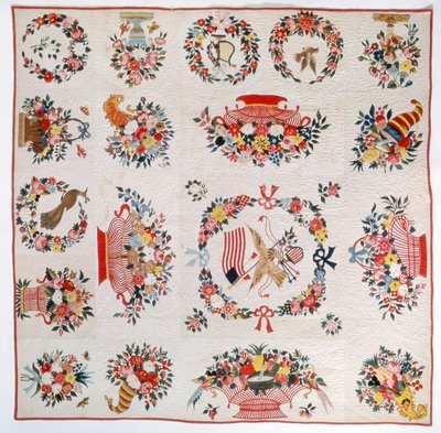 Courtepointe Drapeau et Fleur, vers 1860 - American School