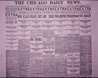 Première page du Chicago Daily News rapportant l