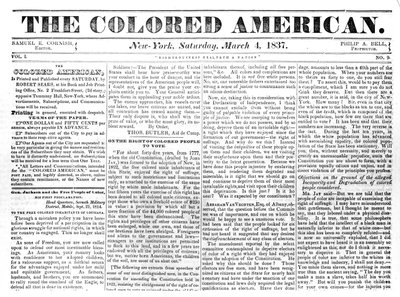 Première page de The Colored American, 4 mars 1867 - American School