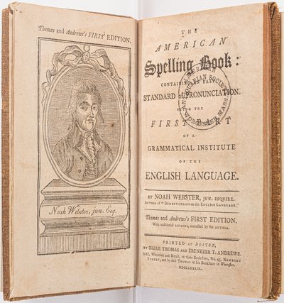 Frontispice de "The American Spelling Book" par Noah Webster, Boston, 1789 - American School