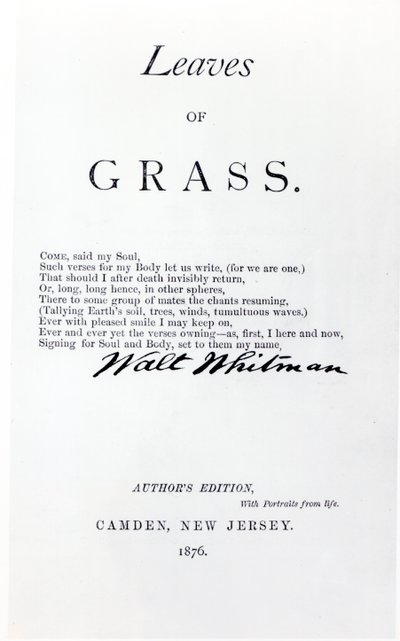 Frontispice de Leaves of Grass par Walt Whitman (1819-92), pub. en 1876 - American School