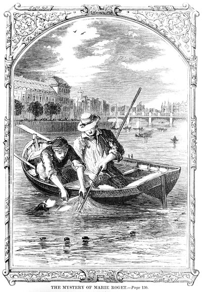 Frontispice de Le Mystère de Marie Roget par Edgar Allen Poe 1852 - American School
